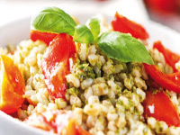 Barley, pesto and cherry tomatoes